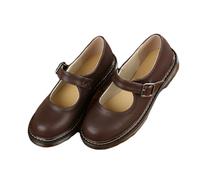 Legou Chaussures plates pour femme en cuir verni rétro français, bout rond, semelle souple, style preppy rétro, chaussures simples, marron, 39 EU