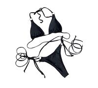 Legou Maillots de Bain Triangle Sangle Haute Coupe Femme M Noir