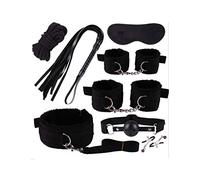 Legou Menottes Harnais de corps 8pcs Nylon Kit SM Ensemble en Peluche Sexy De Paquet Ensemble De Liaison Noir 8 Pcs