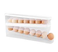 Legpador 2 Niveaux Boîte à Oeufs, Rangement Oeuf À Roulement Automatique, Distributeur Oeuf Frigo, Porte-œufs, Organisateur D'œufs, pour Réfrigérateur, Cuisine, Armoires,Peut Contenir 12-14 Gros Œufs