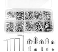 Legpador 290 pcs vis sans tete conique, poignée de porte, m3 m4 m5 m6 m8 vis-pointeau en acier inoxydable avec six pans creux, vpointeau, Filetage Métrique, Avec 5 clés Allen