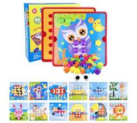Legpador Mosaique Enfant pour dès 2 ans, Coffret Mosaïques, Puzzle de Mosaïque Créatif, Educatif Cadeau Montessori, Jouets Éducatifs, Colorés jeu de Plug-In, avec 12 Modèles d'Images