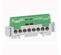 Bornier de répartition isolé IP2X terre - 2 connexions 6mm²à 25mm² - vert - L.276mm