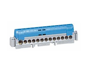 Legrand 004844 Bornier de Répartition Isolé IP2X Neutre, 1 Connexion, 6mm² à 25mm², 113mm Longueur, Bleu