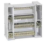 Legrand 004877 Répartiteur Modulaire Monobloc Tétrapolaire à Bornes, 12 Connexions par Barreau, 250A, 9 Modules, Gris Clair