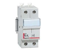 Legrand 005828 M ou gG Coupe-Circuit Sectionneur Bipolaire pour Cartouche Cylindrique Industrielle, 10mmx38mm, 500V, Gris