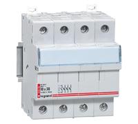 Legrand 005848 M ou gG Coupe-Circuit Sectionneur Tripolaire Neutre pour Cartouche Cylindrique Industrielle, 10mmx38mm, 500V, Gris