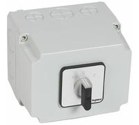 Legrand 027753 PR63 Commutateur à Cames Inverseur avec Position Arrêt 45° avec Boîtier, 4P, 8 Contacts, 135mm x 70mm