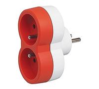 Legrand 050503 Fiche MultiPrise 2 Prises de Courant avec Sorties Frontales, 2P+T, 16A, 230V, Orange