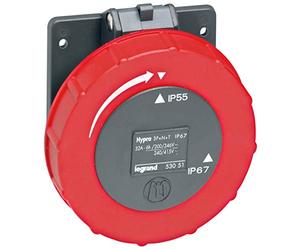 Legrand 053051 Plastique Prise à Entraxes Unifiés Hypra, 3P+T+N, 380V à 415V, Noir et Rouge