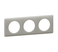 Legrand 066603 Plaque Céliane Laqué, 3 Postes, Finition Gris Perle