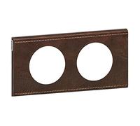 Legrand 069402 Plaque Céliane Matières 2 Postes, Cuir Brun Texturé