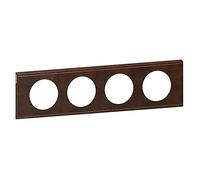 Plaque cuirée Céliane - Cuir brun texturé - Quadruple horizontale / verticale 71mm