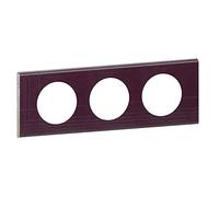 Legrand 069443 Plaque Céliane Matières 3 Postes, Cuir Pourpre Couture