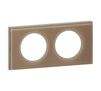 Legrand 069472 Plaque Céliane Matières 2 Postes, Verre Moka