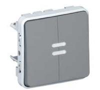 Legrand 069526 Double Interrupteur ou Va et Vient Lumineux Étanche Plexo Composable IP55, 10AX, 250V, Gris