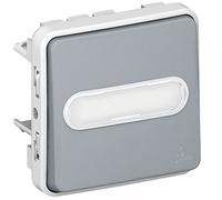 Legrand 069543 Poussoir No Lumineux Étanche avec Porte Étiquette Plexo Composable IP55, 10A, Gris