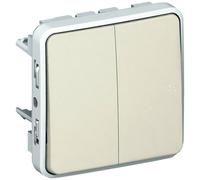 Double va et vient Plexo IP55 - Composable saillie ou encastré - Blanc