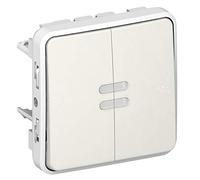 Legrand 069626 Double Interrupteur ou Va et Vient Lumineux Étanche Plexo Composable IP55, 10AX, 250V, Blanc