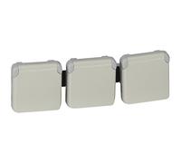 Triple prise de courant étanche 2P+T précâblées à l'horizontale Plexo composable IP55 16A 250V - blanc - 69644 - Legrand