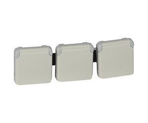 Legrand 069644 Triple Prise de Courant Étanche 2P+T Précâblées à L'horizontale Plexo Composable IP55, 16A, 250V, Blanc