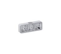 Legrand 069661 Boîtier Étanche à Embouts 2 Postes Verticaux Plexo Composable IP55, Gris