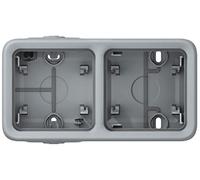 Legrand 069672 Boîtier Étanche à Embouts 2 Postes Horizontaux Plexo Composable IP55, Gris