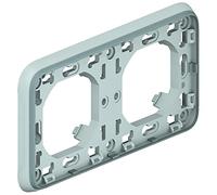 Legrand 069683 Support Plaque Étanche 2 Postes Horizontaux Plexo Composable IP55, Gris