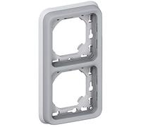 Legrand 069685 Support Plaque Étanche 2 Postes Verticaux Plexo Composable IP55, Gris