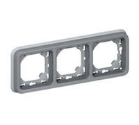Legrand 069687 Support Plaque Étanche 3 Postes Horizontaux Plexo Composable IP55, Gris
