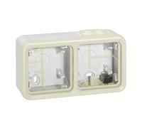 Legrand 069690 Boîtier Étanche à Embouts 2 Postes, Horizontaux Plexo Composable, Blanc