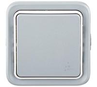 Legrand 069711 Interrupteur ou va-et-vient Étanche, Plexo Complet Saillie, 10AX 250V, Gris