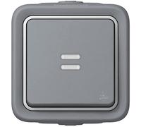 Legrand 069712 Interrupteur ou va-et-vient Témoin Étanche, Plexo Complet Saillie, 10AX, 250V, Gris