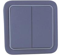Legrand 069715 Double Interrupteur ou va-et-vient Étanche, Plexo Complet Saillie, 10AX, 250V, Gris