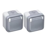 Legrand 069731 Prise Étanche 2P+T avec Éclips de Protection, Plexo Complet Saillie, 16A, Gris (Lot de 2)