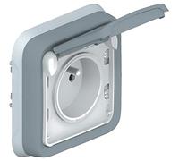 Legrand 069831 Prise de Courant Étanche avec Éclips de Protection, Plexo Complet Encastré, 2P+T, 16A, Gris