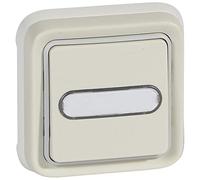 Legrand 069864 Poussoir Inverseur Étanche No, Nf Lumineux avec Porte-étiquette Plexo, Complet Encastré, 10A, Blanc