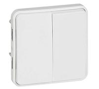 Legrand 070726 Double Interrupteur ou va-et-vient Étanche Plexo Composable, 10AX, 250V, Blanc Artic Antimicrobien