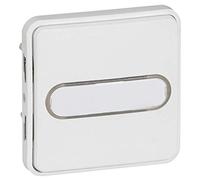 Poussoir NO lumineux avec porte-étiquettes Plexo IP55 - Composable saillie ou encastré - Blanc antimicrobien