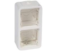 Legrand 070743 Boîtier Étanche à Embouts 2 Postes Verticaux Plexo Composable, Blanc Artic Antimicrobien