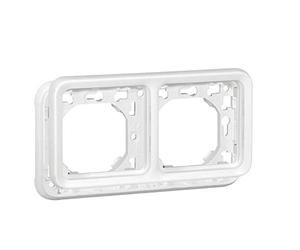 Legrand 070794 Support Étanche Plaque 2 Postes, Horizontaux Plexo Composable, Blanc Artic Antimicrobien