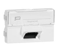 Legrand Prise Catégorie 6A 076508 STP inclinée 45° blindage métal Mosaic 2 modules blanc
