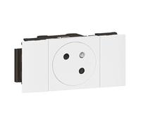 Prise 2P+T Mosaic surface - Pour goulotte - Clippage direct - Blanc