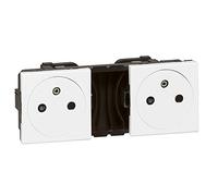 Legrand 077134 Double Prise de Surface Précâblées Mosaic, Courant 2P+T, 2x2 Modules, Blanc