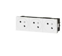 Legrand 077143L Triple Prise de Surface Mosaic Link Raccordement Latéral, Courant 2P+T, 6 Modules, Blanc