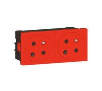 Double prise 2P+T Mosaic Link surface - A détrompage - 45° - Rouge