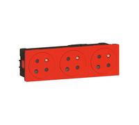 Legrand Triple prise à détrompage Mosaic Link 077153L Surface 2P+T 6 modules Rouge