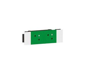 Legrand 077192L Double Prise de Surface Soluclip pour Goulotte Mosaic à Clippage Direct, Courant 2P+T, 4 Modules, Vert