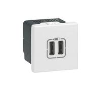 Legrand 077594 Mosaic USB Chargeur, Type-A, 2.4A, 12W, 2 Module, 230V ou 5V, Blanc