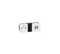 Legrand 077595 Mosaic 2P+T, 15A Surface + Chargeur 2 USB, Type-A, 2.4A, 12W, 2X2 Module, 230V ou 5V, Blanc